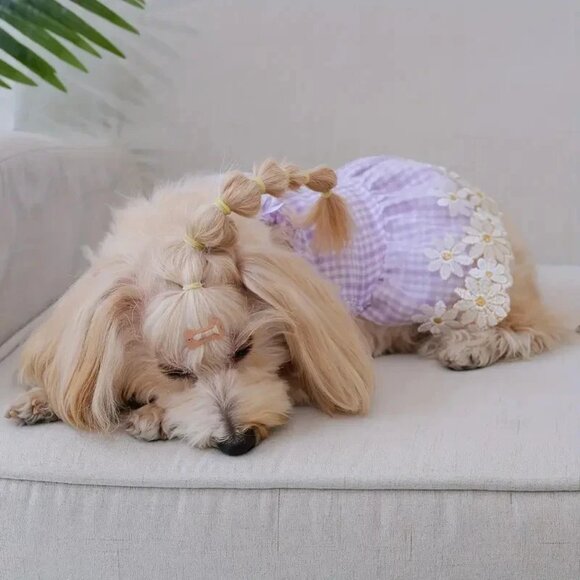 Chic Purple Plaid Dog Dress with Ruffle Trim - Size Small - Picture 6 of 6